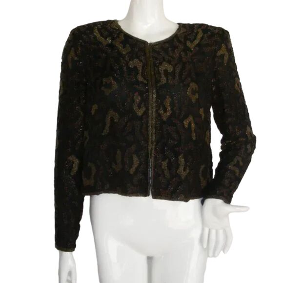 new STENAY Evening Jacket, S, Fully beaded, Leopard print, Black/Brown/Gold - Picture 2 of 13